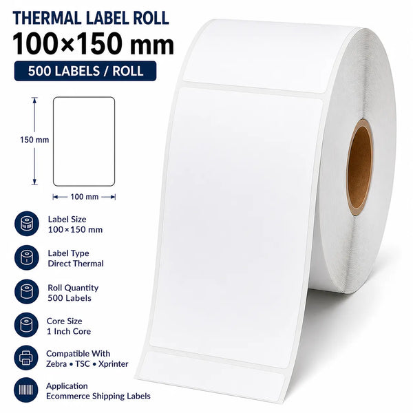 100×150mm Thermal Label | ₹0.53/Label | 500 Labels/Roll