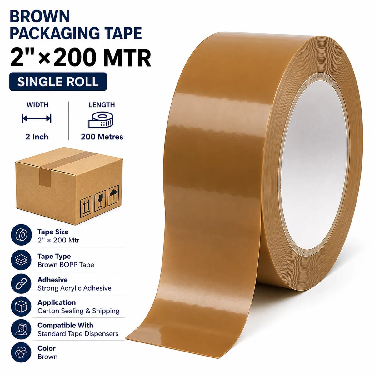 2" × 200 Mtr | Brown Packaging Tape | ₹101.56/Roll